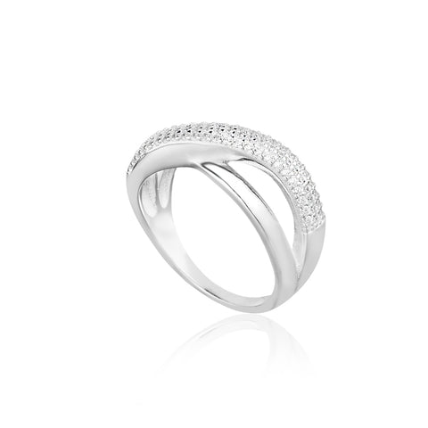 Anel Prata 925 3 Elos Entrelaçados Zircônias Luxo Feminino