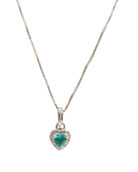 Colar Prata 925 Pingente Coração Feminino Delicado Zircônias