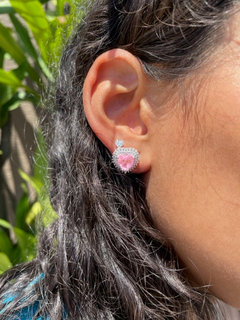Brinco em Prata Lola Coração Fusion com Zircônia