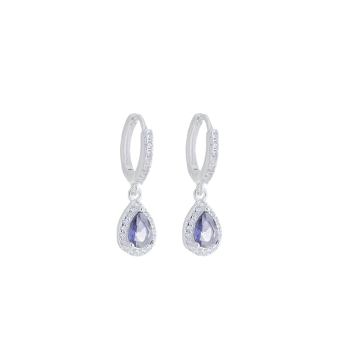 Argola de Prata com pingente gota zircônia
