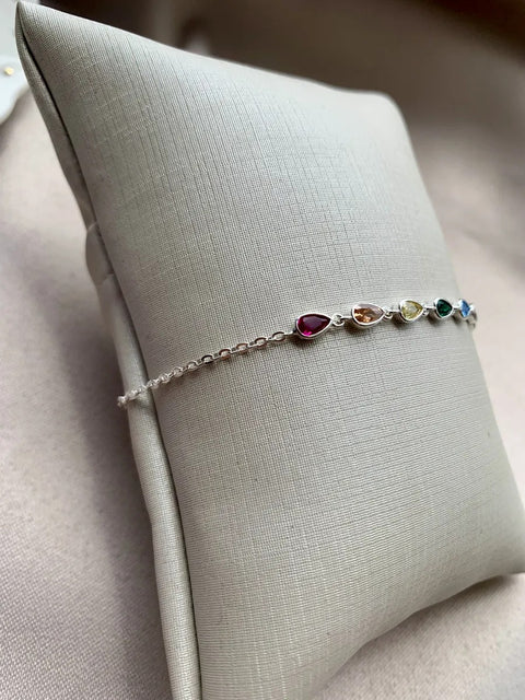 Tornozeleira de Prata Elis com Gota Zircônia