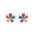 Brinco Colorido Prata 925 Flor Feminino Pedra Zircônia