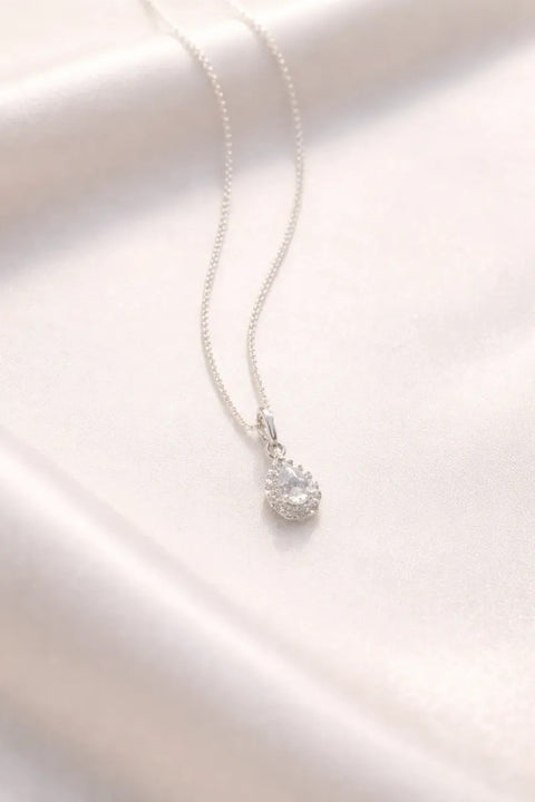 Colar Gota Prata 925 Com Zircônia Cristal Cravejada