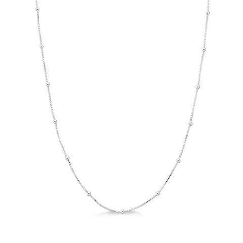 Corrente de Prata 0,12mm Veneziana com Bolinhas 45cm