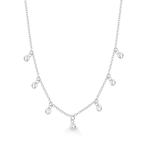 Choker em Prata com Pingentes em Zircônia Cristal