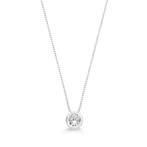 Colar de Prata 925 com Ponto de Luz em Zircônia Cristal