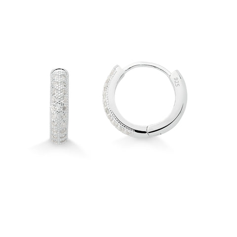 Brinco de Prata Argola Click com Zircônias Cristais 15mm