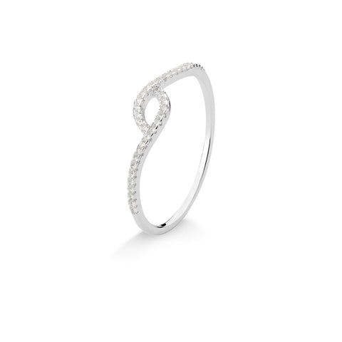 Anel de Prata Aparador Oval com Zircônias Cristal