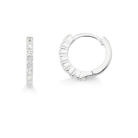 Brinco de Prata Argola com Uma Fileira de Zircônias 15mm