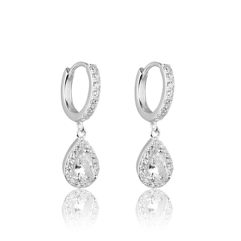 Argola de Prata com pingente gota zircônia