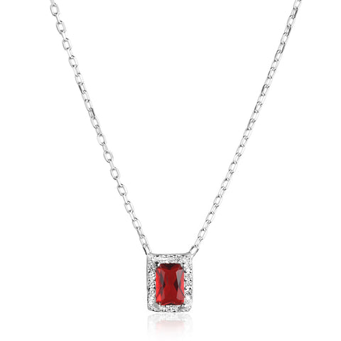 Colar de Prata 925 Retangular Joia com Pedras preciosas em zirconia