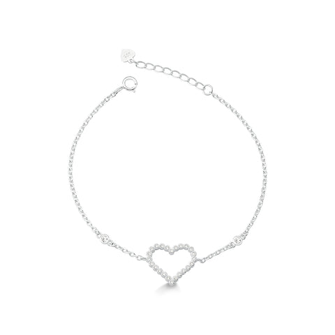 Pulseira de Prata Coração em Zircônias