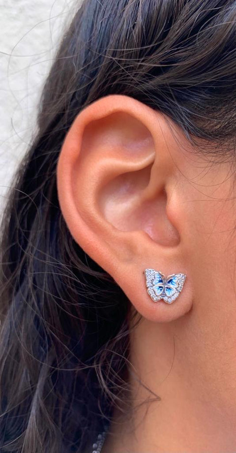 Brinco de Prata Borboleta com Zircônias Cristal
