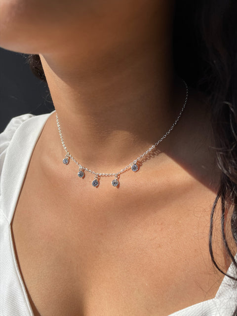 Choker em Prata com Zircônias Cristal