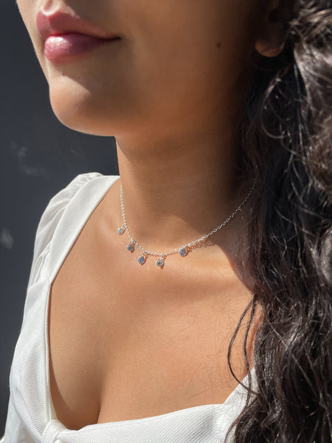 Choker em Prata com Zircônias Cristal