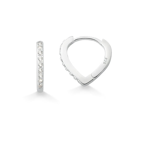 Brinco de Prata Argola Oval em Zircônias