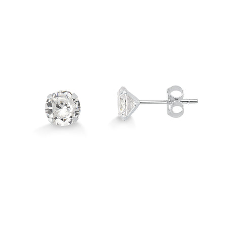 Brinco De Prata Ponto De Luz Com Zircônia Cristal 5mm