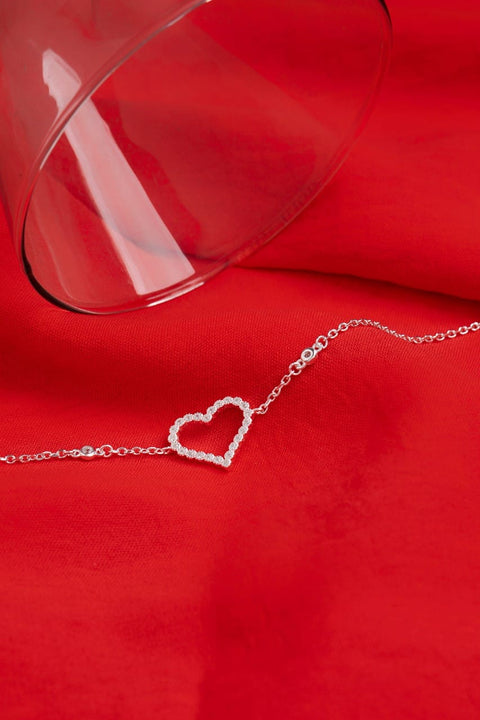 Pulseira de Prata Coração em Zircônias